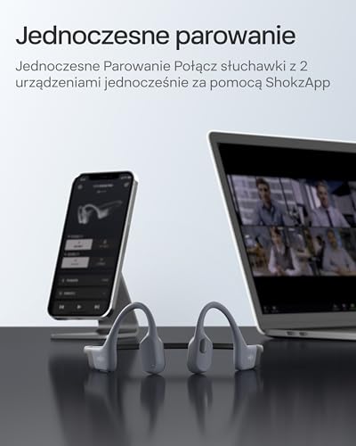 SHOKZ OpenSwim Pro Knochenschall Schwimmen Kopfhörer, IP68 Wasserdicht, 32GB MP3 Player, Bluetooth 5.4 Sport Kopfhörer Bluetooth mit Mikros, 9 Std Wiedergabe, Kabellos Aufladen, Schwimmen Laufen-Grau