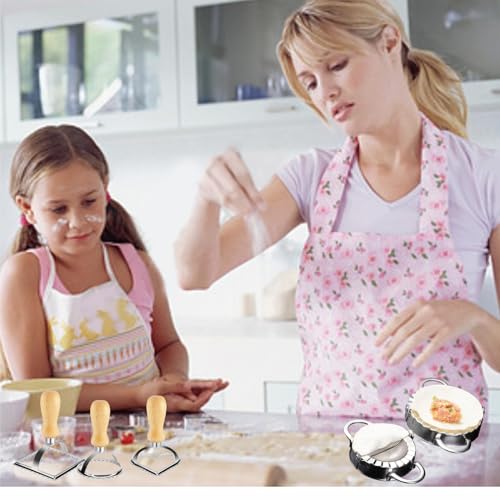 Dumplings Maker Set Ravioli Stamp Maker Cutter Set, Ravioli Maker Cutter Stamp Set with Wooden Dumpling Cutter Tools Stuffing Spoon Dumpling Mold Set For Pasta, Lasagna, Pierogi (12PCS)
