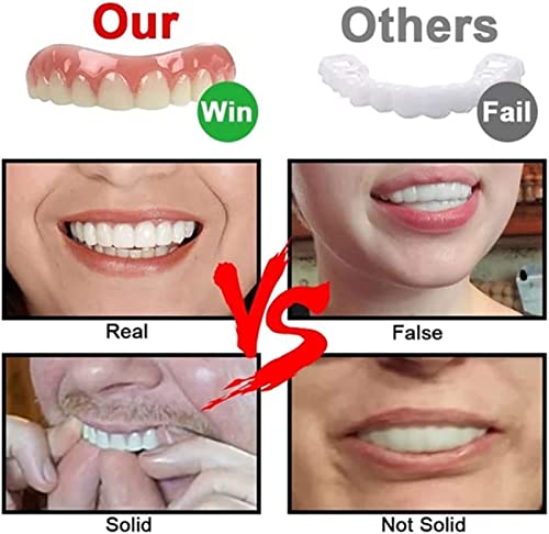 Snap In Teeth, Teeth Covers For Bad Teeth For Upper And Lower Jaw, Natural Shade Fake Veneer For Temporary Fix Confident Smile,4 Pairs #TOP4