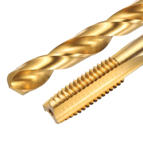 QUARKZMAN Bohrer und Gewindeschneidersatz, M10 x 1,25 Geradnuten-Gewindeschraubhahn & 8,7 mm Spiralbohrer, Titanbeschichtetes HSS-6542 Gewindeschneidwerkzeug-Set