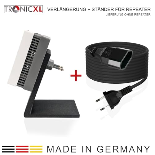 TronicXL Przedłużenie 3 m + stojak W-LAN Repeater kompatybilny z Fritz Repeater 600 1200 1750E 2400 AVM Fritz! Uchwyt 300 cm