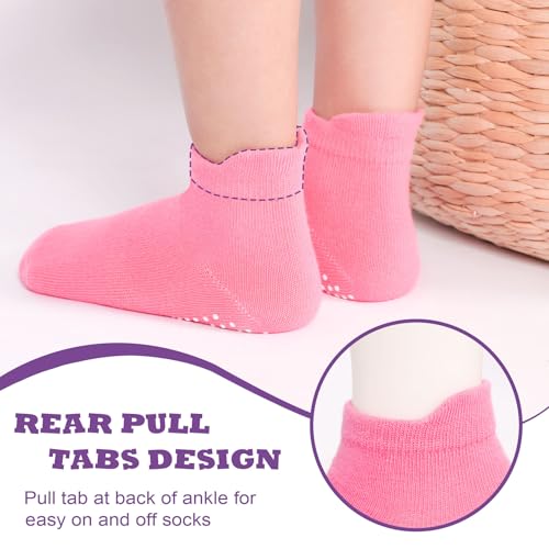 Image of Toddler Socks SkiBeaut 12 Pairs Non Slip Skid Ankle Socks For Kids Boys Grips Cotton Crew Socks For 1-10 Years