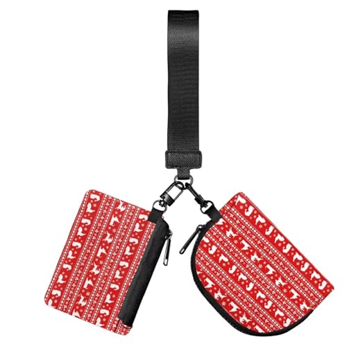 Christmas Elk RFID Wristlet Coin Purse Keychain