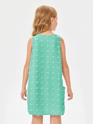 Image of Batermoon Girls Swim Cover Up V Neck Swiss Polka Dot Summer Beach Dress | Kids Cover-Ups, Sleeveless Vacation Swimwuits, Boho Cute Dresses with Pockets 4-14 Years