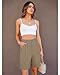 Luvamia Women's Fashion Khaki Bermuda Shorts - High Waist Plus Size With Pockets for Summer - Size XX-Large (20-22)