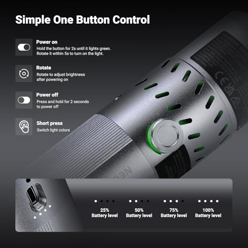 Image of NEEWER BASICS 20W RGB Photography Flashlight with 4 Colors /20 Gobo Filters, Built in 49.95Wh Battery, 6300K CRI95+ Portable LED Spotlight Ambient Sunset Light for Video Recording Studio Lighting, FL20