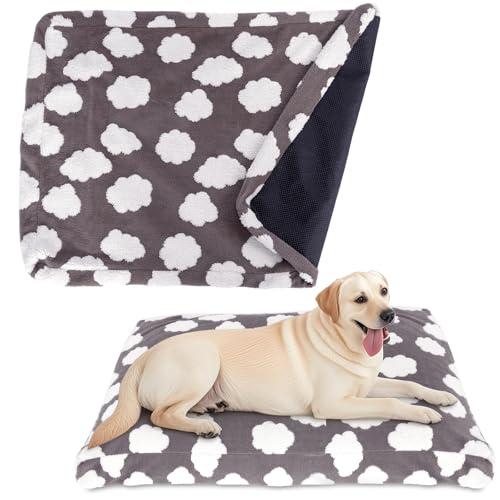 Image of Faux Fur Dog Bed Covers - Ultra Soft Rose Velvet, Removable & Washable, Cozy & Durable,Large Pet Bed Cover Only (No Filling) - Gray, (Cloud Dark Gray, 42 inch L x 28 inch W x 4.5 inch Th)