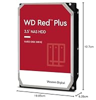 WD Red Plus interne Festplatte NAS 2 TB (3,5'', Workload-Rate 180 TB/Jahr, 5.400 U/min, 128 MB Cache, NASware-Firmware für Kompatibilität, 8 Bays) Rot – Ansicht 7