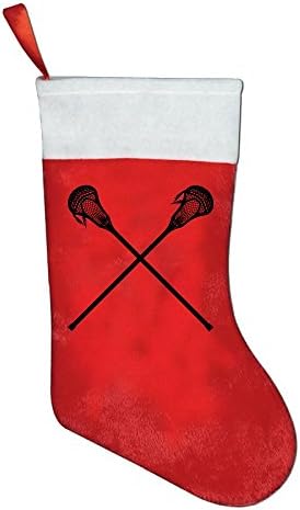 Crossed Lacrosse Sticks Classic Christmas Hanging Stockings Xmas Gift Bag Socks Xmas Tree Decoration