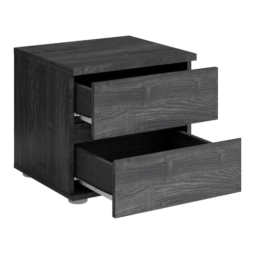 Lomadox Schlafzimmer Set 5-teilig mit Bettgestell 180x200cm, Schwebetürenschrank, Kommode, 2 Nachttische in braun Portland Esche schwarz Nb. – Bild 6