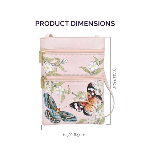 Image of Anuschka Women's Leather Crossbody Bag - Hand-Painted Genuine Leather Handbag with Pockets for Everyday Use - 448