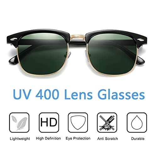 Image of Retro Semi Rimless Sunglasses Half Frame UV400 Glasses for Men And Women