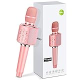 Aokeo K-1 Wireless Karaoke Bluetooth Microphone.3 in 1 Handheld Mic Karaoke Machine for Christmas Home Birthday Party for Kids and Adults.Compatible with Android & iOS Devices(Rose Gold)