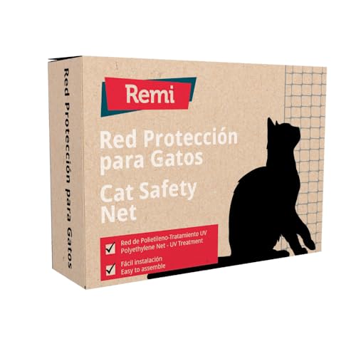 Remi Hogar Red Protección para Gatos Premium 6 x 3 Color Blanco | Protección para Balcón y Terraza | Incluye Clips y Adhesivo | Fácil instalación y Alta Resistencia