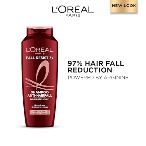 Image of L'Oreal Paris Anti-Hair Fall Shampoo, Reinforcing & Nourishing for Hair Growth, For Thinning & Hair Loss, With Arginine Essence and Salicylic Acid, Fall Resist 3X, 180 ml