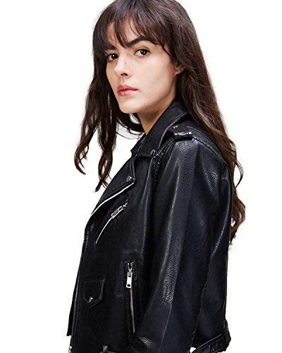 Ly Varey Lin Women's Faux Leather Motorcycle Jacket Pu Slim Short Biker Coat (M, Black) #TOP3