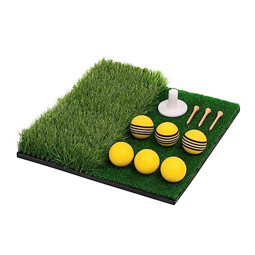 Garneck 1 Set Golfing Hitting Mat Dual Turf Design for Use True Turf Simulation for Driving Chipping Putting Practice Golfing Training Aid for Beginners Enthusiasts