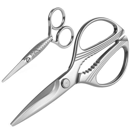 Kitchen Scissors Heavy-Duty Forged in One Piece From 4cr14 Stainless Steel – Ultra-Sharp Multi-Function with Bottle Opener & Nut Cracker, 8.5 Inch