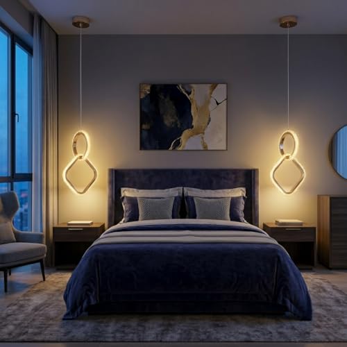 Image of Groeien 12W 3 Color Gold LED Diamond Orbit Pendant, Home Ceiling Lamp