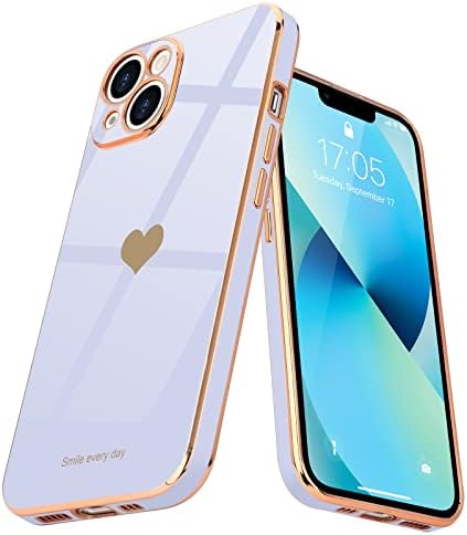 Teageo for iPhone 13 Case Cute Heart Pattern for Women Girls Slim Luxury Bling Plating Soft TPU Anti-Scratch Shockproof Bumper Phone Case for iPhone 13, Pink
