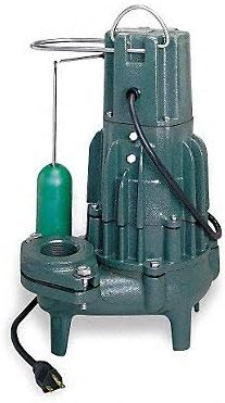 Submersible Sewage Pump, 1/2HP, 115V, 42 ft