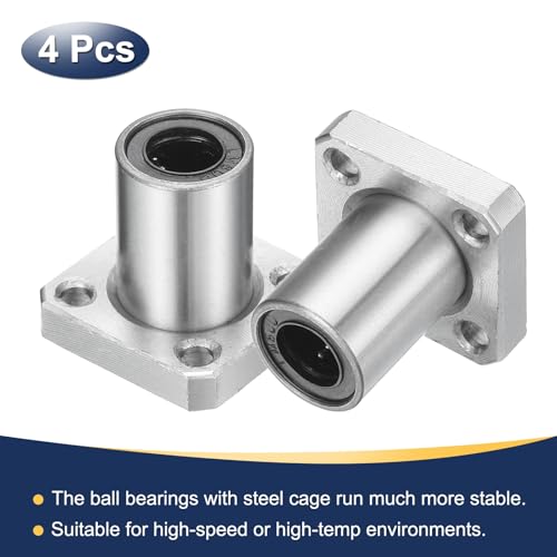QUARKZMAN LMK8UU Linearkugellager 8mm Bohrung 15mm OD 24mm Länge Quadratischer Flansch Stahlkäfig für CNC-Maschine 3D-Drucker