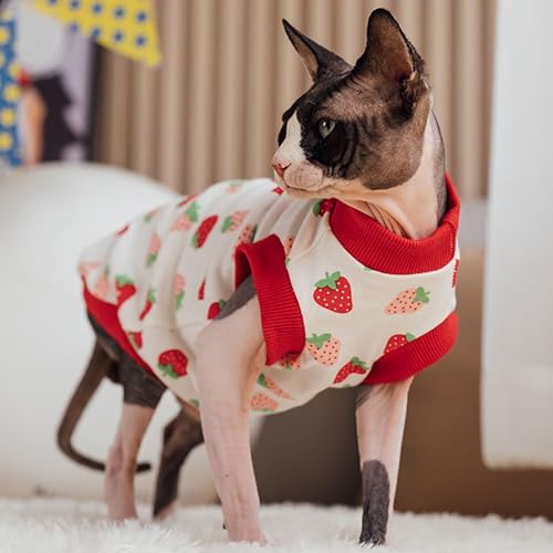 PUMYPOREITY Sphynx Cat Clothes, Stretchy Sweater, Soft Shirt, Pullover Pajamas, Turtleneck for Sphynx, Cornish Rex, Devon Rex, Red, XS - Image 6