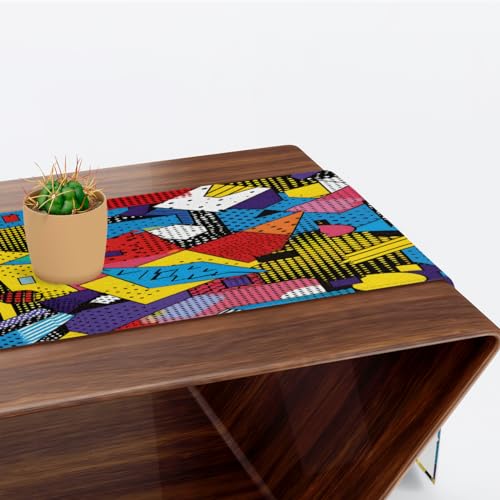 Chemin de table abstrait coloré de 274,3 cm pour repas en terrasse - 7