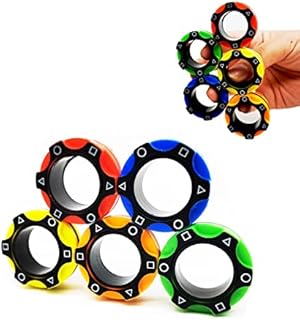 Aionly Stress Relief Magnetic Rings,Finger Spinner Fidget Toys, Decompression Relief Fidget Toys for Anxiety ,Magnetic Fidget Rings Stress Toys Funny Novelty Gifts (white blue)