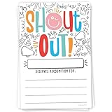 50Pcs Doodle Shout Out Cards For Teachers, Students, Employees, Office Staff, Kudos Appreciation and Recognition Reward Cards For School or Work Bulletin Board
