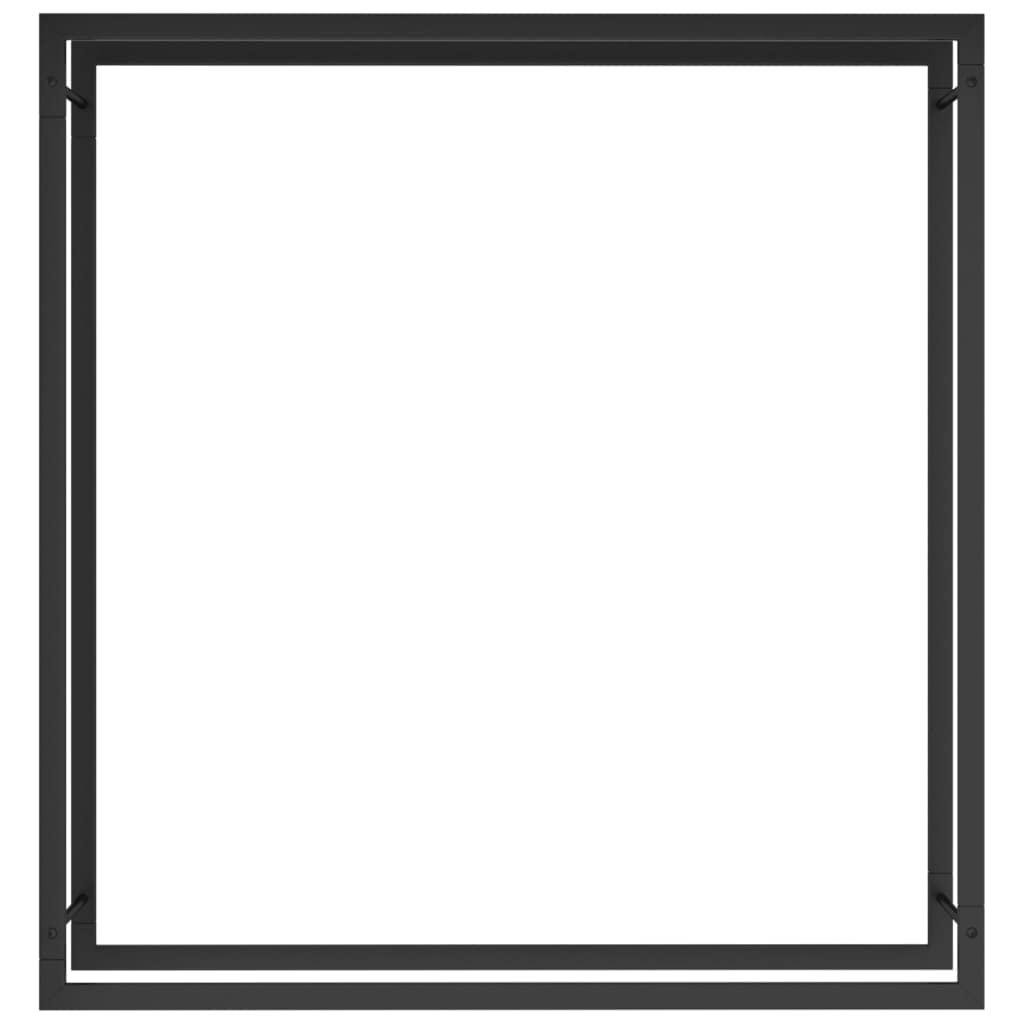 Regał na drewno opałowe ze stali z czarną powłoką proszkową 110 x 28 x 116 cm do uporządkowanego przechowywania i lepszej cyrkulacji powietrza, odporny na warunki atmosferyczne drewniany