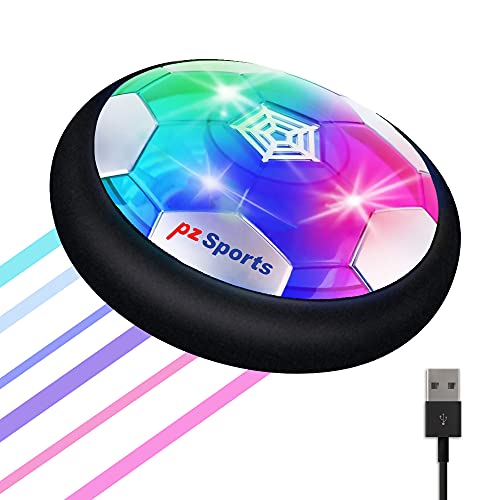 PZ SPORTS Hover Soccer Ball for Kids - Rechargeable Air Power Floating Soccer Ball with LED Lights and Foam Bumper - Indoor and Outdoor Toy for Boys and Girls, Ages 3+