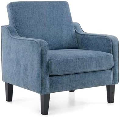 VINGLI Mid Century Modern Accent Chair,Navy Blue Chenille Chairs ...