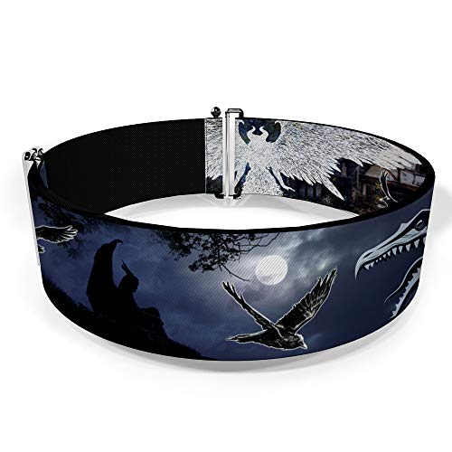 Buckle-Down Disney Belt, Cinch Belt Maleficent Dragon Diaval Forest Poses, 3.0 Inch Wide, Adjustable2