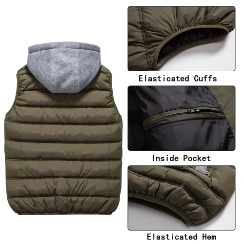 Msmsse Men'S Winter Vest Outerwear Warm Outdoor Padded Puffer Vest Hoodie Sleeveless Jacket Army Green L thumb #2