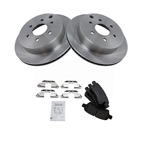 Image of TRQ Rear Brake Pad and Rotor Set Ceramic Vented Rotors | For 2006-2007 Nissan Xterra