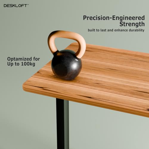 Image of Height Adjustable Electric Standing Desk | Ergonomic Sit Stand Workstation with Walnut Wood Grain Desktop | Motorized Computer Desk for Home Office (Black Frame & Brown Top, 1200 x 600 mm)