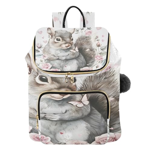 Sac à dos voyage femme écureuil rose gris antivol