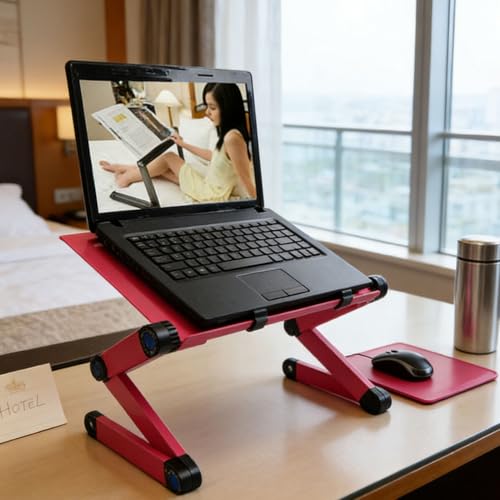 Base ajustable para laptop de aluminio portátil roja miniatura 5