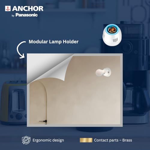 Image of Anchor by Panasonic Round Batten Bulb Holder for Wall | B22 Bulb Holder for Led Bulb | Straight B22 Holder Bulb Socket (Pack of 10, 39684)