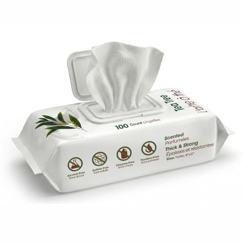 Image of Best Pet Supplies 8 inch x 9 inch Large Dog Wipes - Cleaning and Deodorizing for Paws and Coat - Gentle Formula with Tea Tree Vitamin E for Puppies and Cats - 100 Count