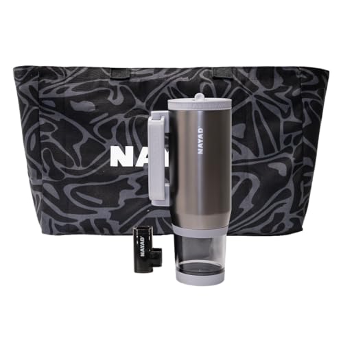 NAYAD 22 oz Flip Straw Tumbler with Handle & 10oz Snack Container Insulated Stainless Steel Water Bottle with Foldable Handle Dual Lids for Travel Gym Car Daily Use (Metal Gray)