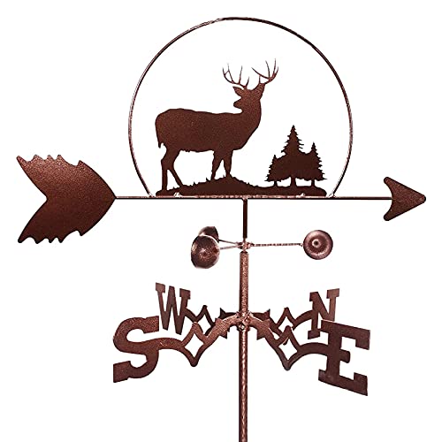 Weathervane for Roof Mount Outdoor Forest Deer Scene Weather Vane Garden Stake Weathercock Wind Direction Indicator with Anti-Rust Coating