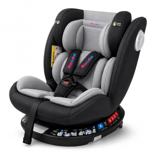 Image of Premium (6 in 1) Car Seat 360 Rotating Recliner Baby Car Seat for 0 to 12 Years Forward Facing & Rear Facing, 5-Adjustable Recline Levels, Adjustable Headrest with 5-Point Safety Harness