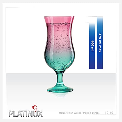 Foto von PLATINUX Cocktailgläser Rosa-Türkis Set 6 Stück Bunt 400ml (max. 470ml) Longdrinkgläser Partygläser Hurricanegläser Groß