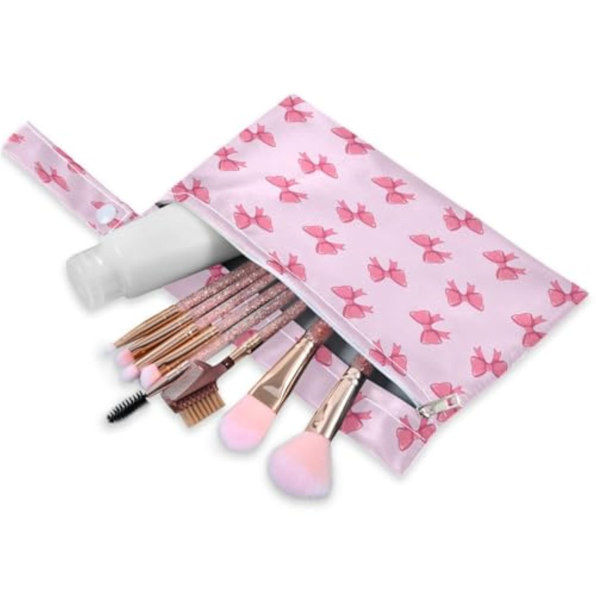2PC Cute Bow Ribbon Wet Dry Bag with Zippered Cloth Diapers