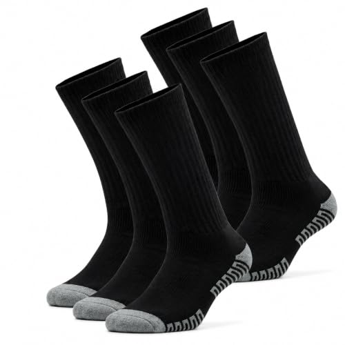 6 Pairs Diabetic Socks for Men Non Elastic Non Binding Extra Wide Loose Top Breathable Full Cushioned Socks for Swollen Feet Oedema Neuropathy Sensitive Feet Poor Circulation UK 9-12 (Black)