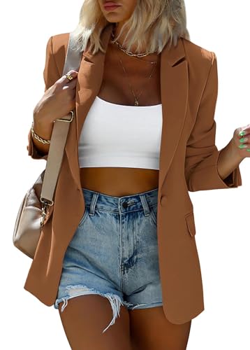 KIRUNDO Womens Blazer 2025 Fall Business Casual Oversized Long Sleeve Button Open Front Suit Jackets Work Clothes Pockets