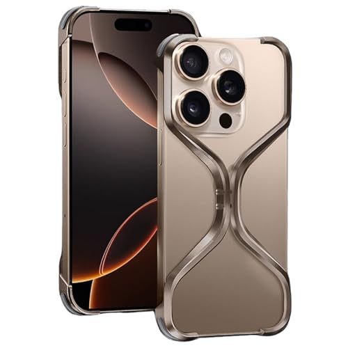 Funda de metal para iPhone 16 Pro Max carcasa aluminio hueca parachoques minimalista
