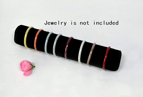 Scikheft Bracelet Bangle Watch Roll Travel Pouch Jewelry Organizer, Black Gray Velvet Portable Zipper Pouch With Removable Roll Insert For Standard Size 12.5" W X 2.8" Diameter. (All Black) #TOP2